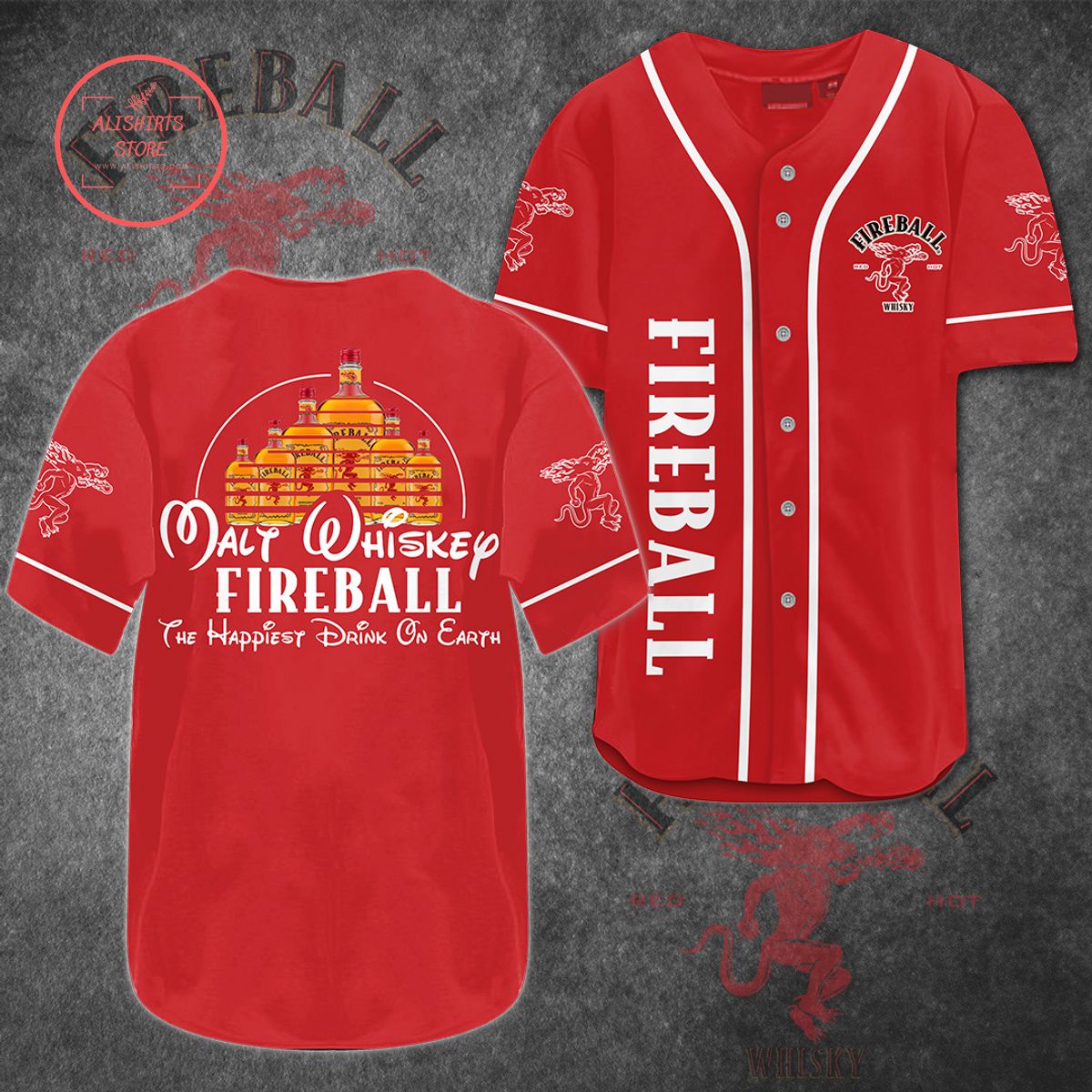 Fireball Malt Whiskey Baseball Jersey