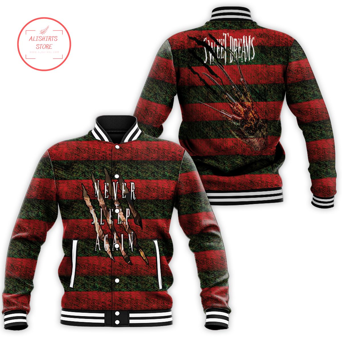 Freddy Krueger Never Sleep Again Sweet Dream Horror Film varsity jacket