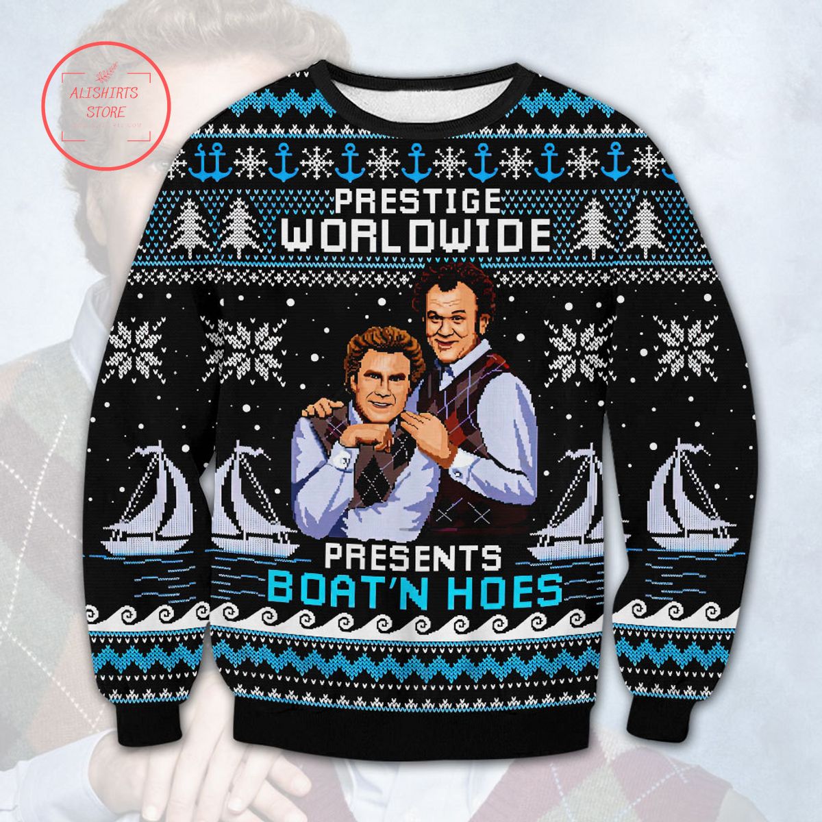 Funny Step Brothers Boat'n Hoes Ugly Christmas Sweater