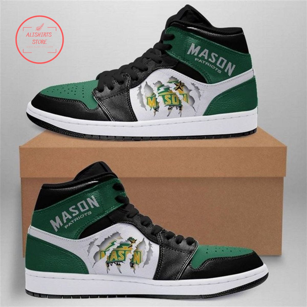 George Mason Patriots Air Jordan 1 High Top Sneakers