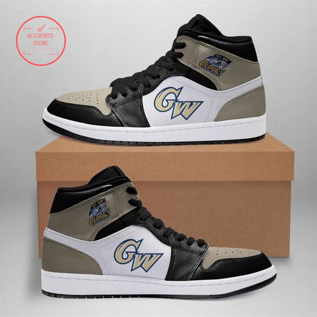 George Washington Colonials NCAA Air Jordan 1 High Top Sneakers