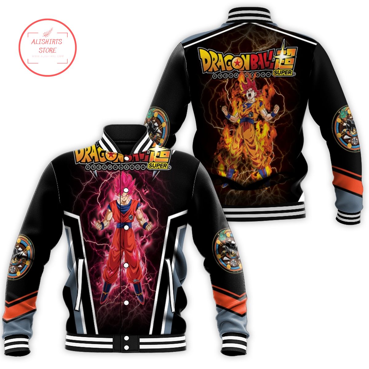 Goku Super Saiyan God Dragonball Super Dragon Balls varsity jacket