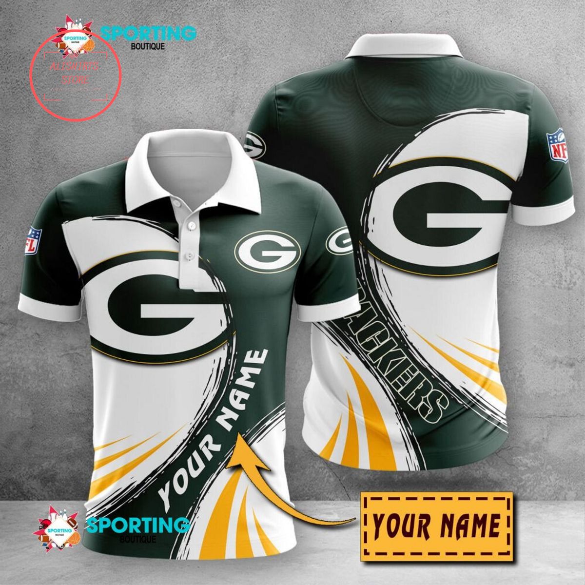 Green Bay Packers Custom Name Polo Shirt