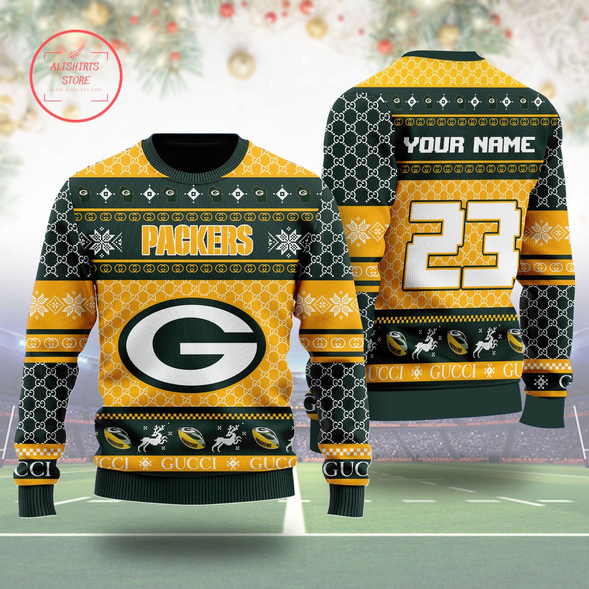 Green Bay Packers Gucci Ugly Christmas Sweater