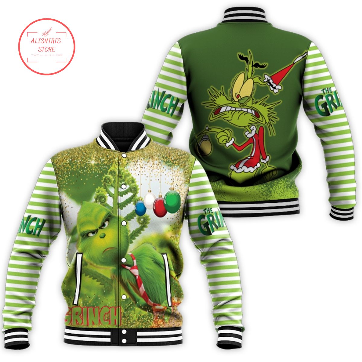 Grinch Chris as Cartoon Lights varsity jacket