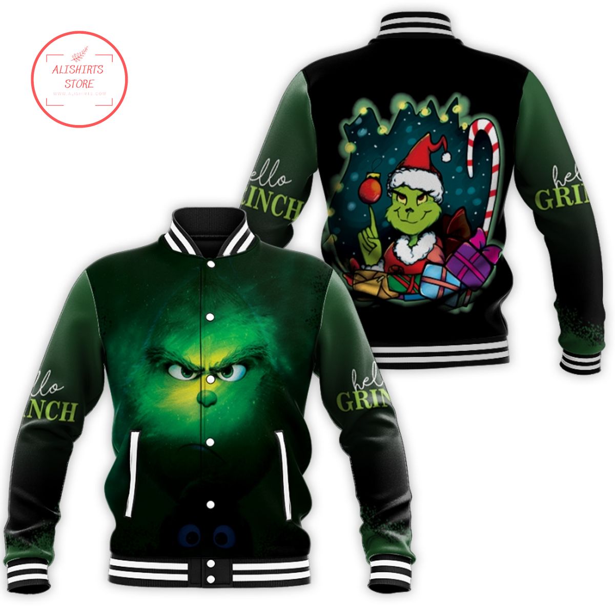 Grinch Christmas as Baby Grinch Night varsity jacket