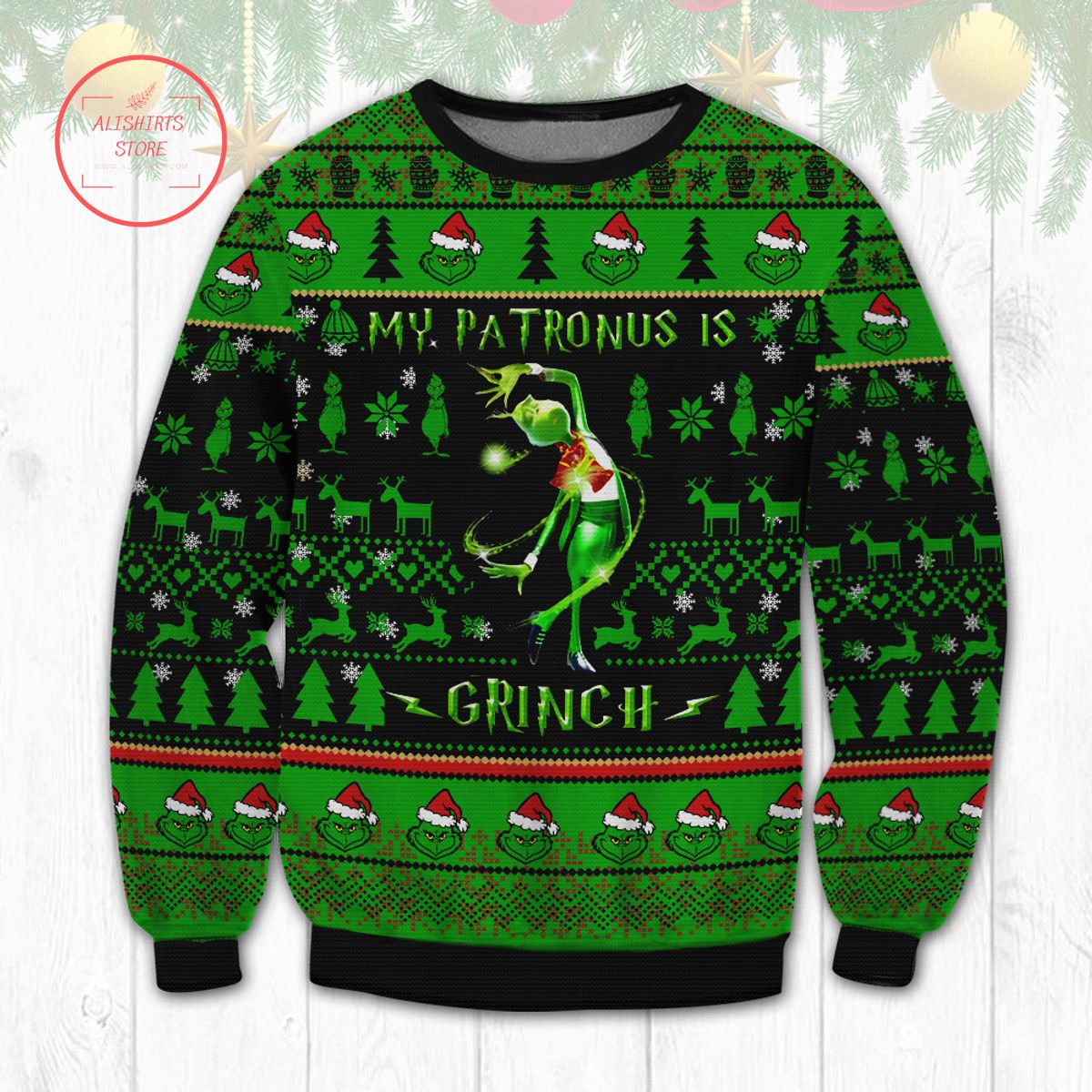 Grinch Patronus Ugly Christmas Sweater