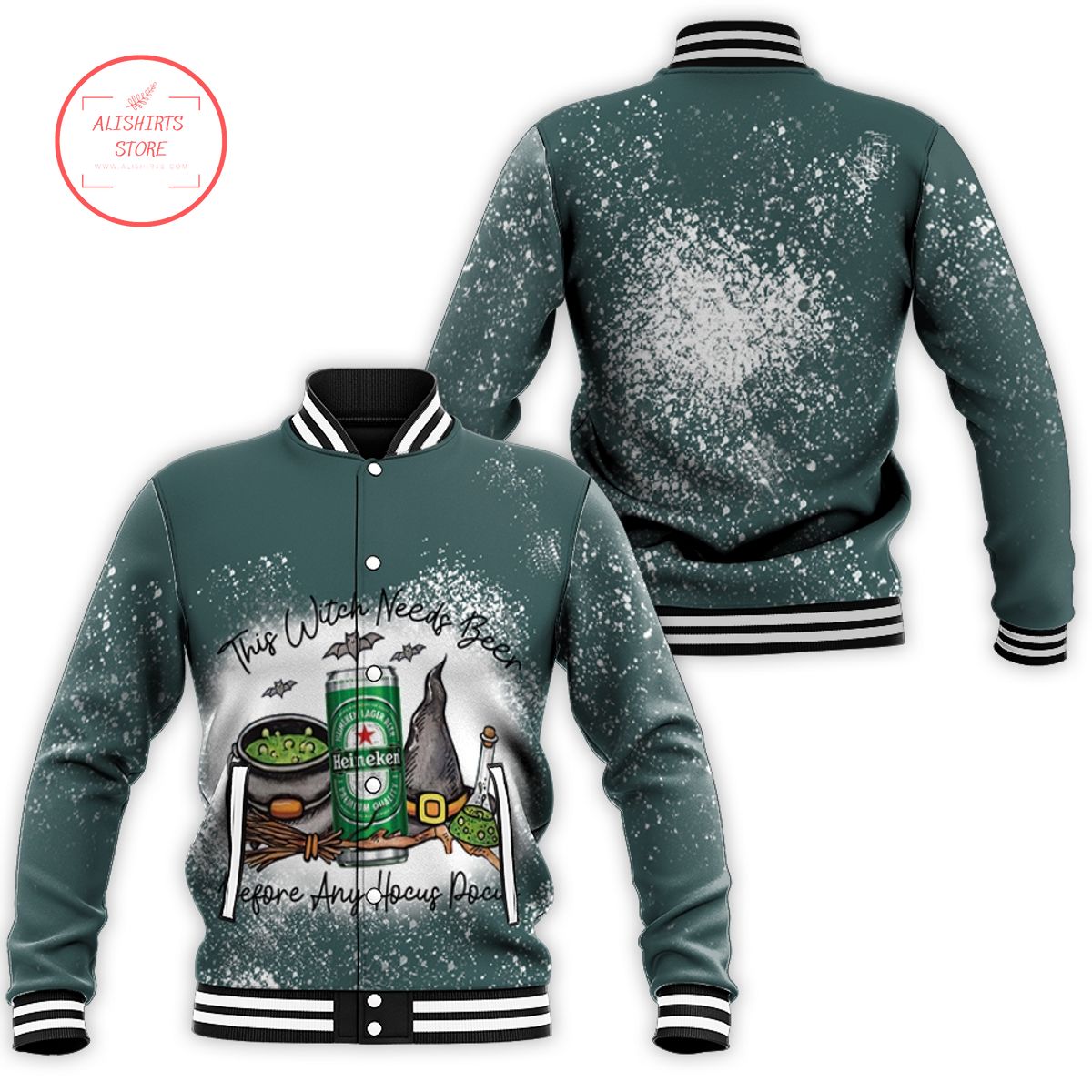 Heineken This Witch Needs Beer Before any Hocus Pocus Halloween Hocus Pocus varsity jacket