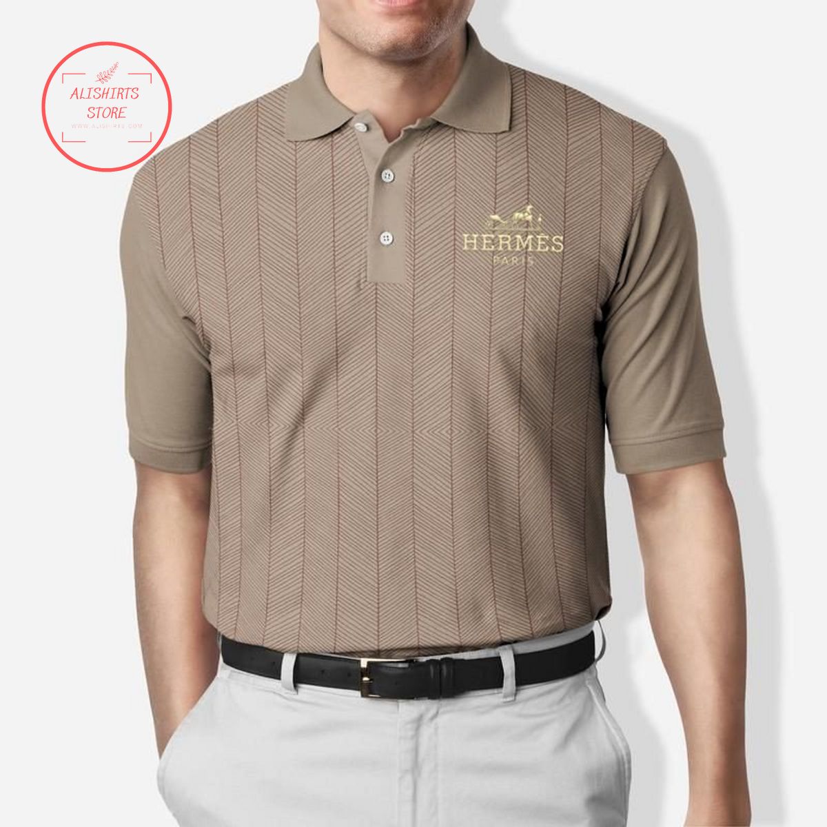 Hermes Paris Brown Polo Shirt