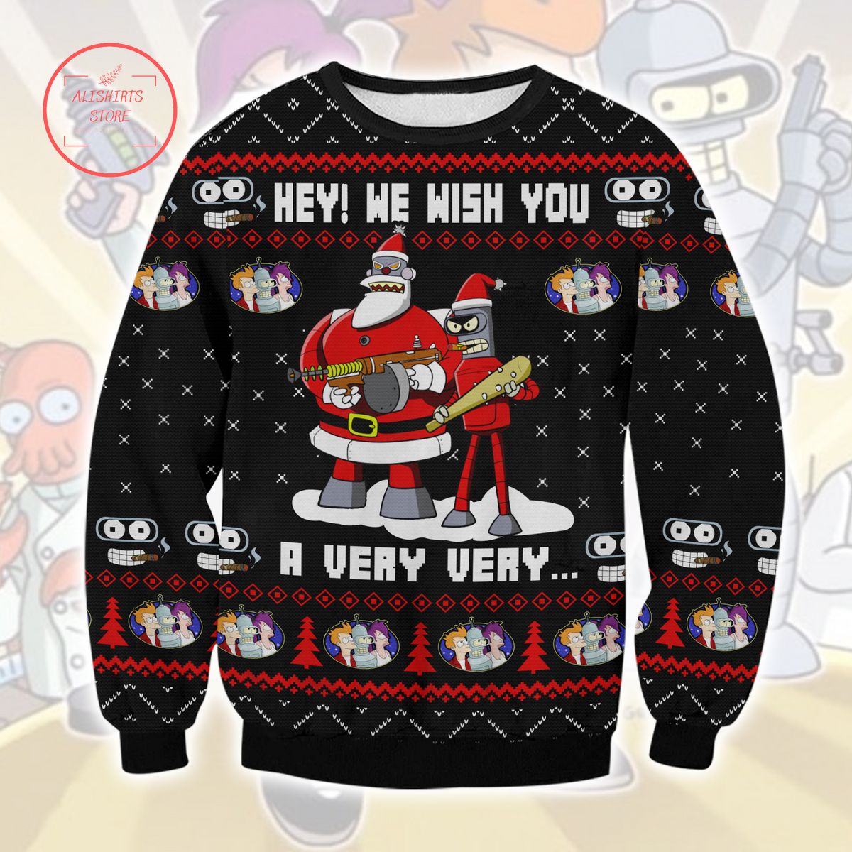 Hey! We Wish You a Futurama Ugly Christmas Sweater