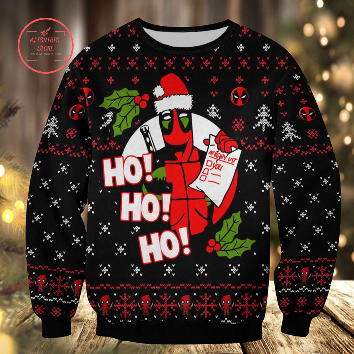 Ho Ho Ho Funny Deadpool Naughty Ugly Christmas Sweater