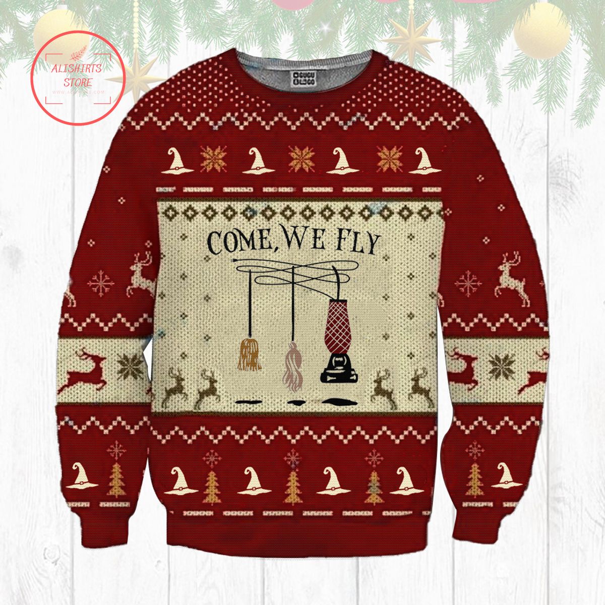 Hocus Pocus Come We Fly Ugly Christmas Sweater