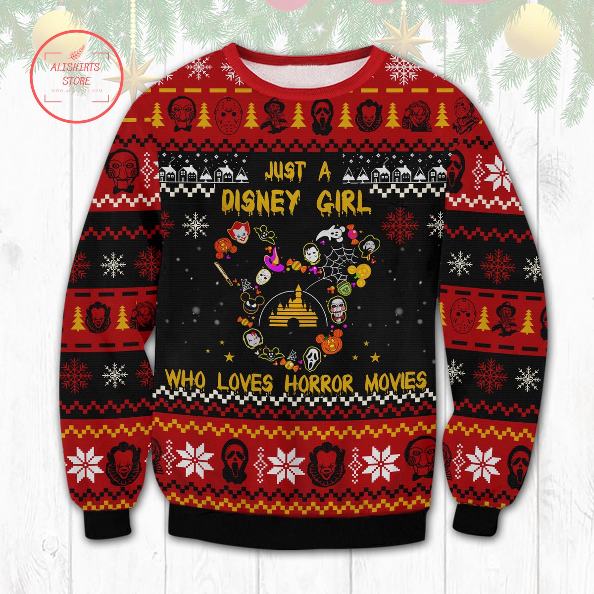 Horror Disney Girl Christmas Ugly Sweater