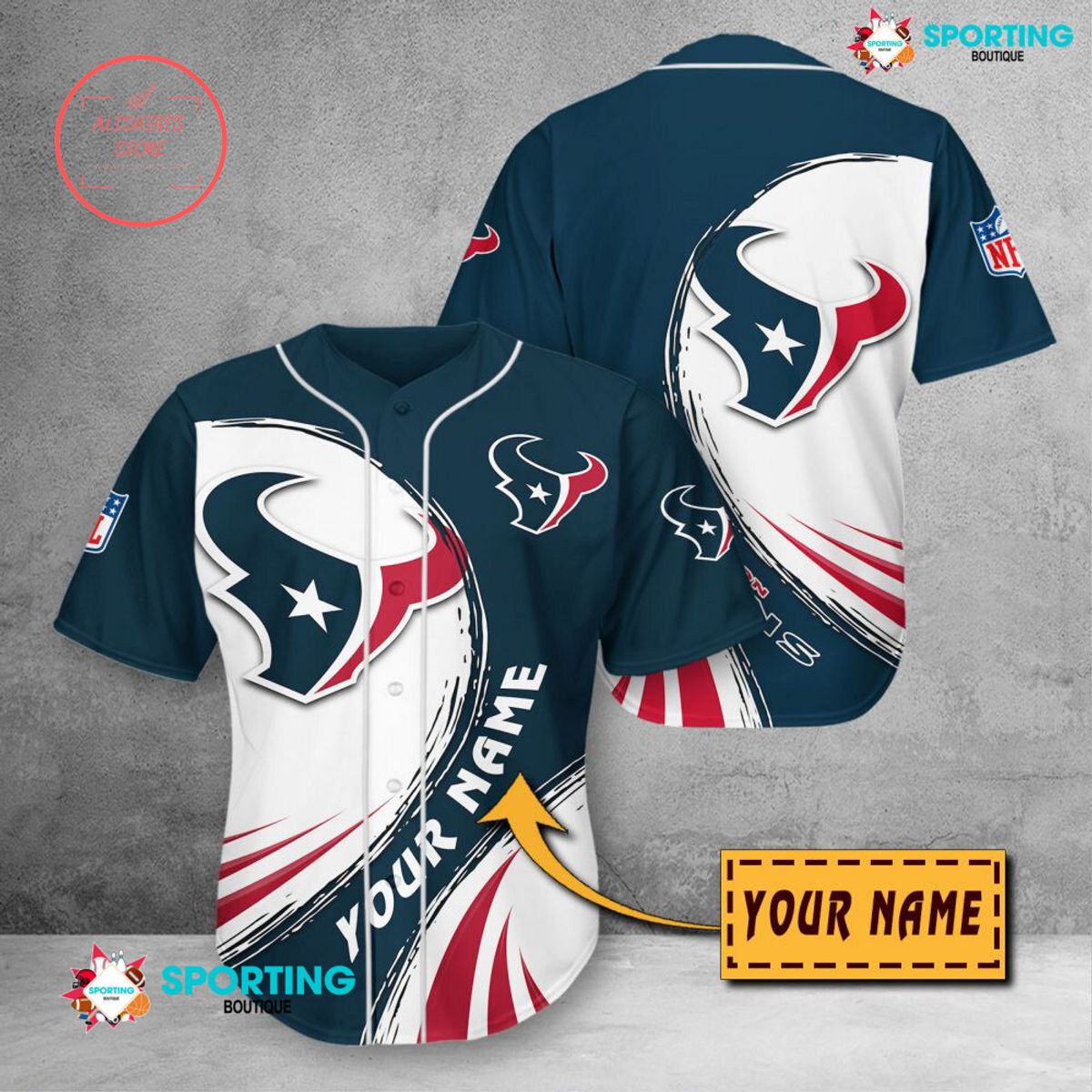 Houston Texans NFL Personalized Baseball Jersey