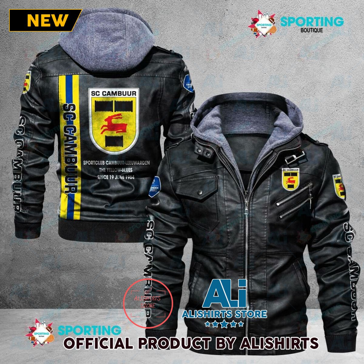 SC Cambuur Eredivisie Leather Jacket for Football Soccer Fan