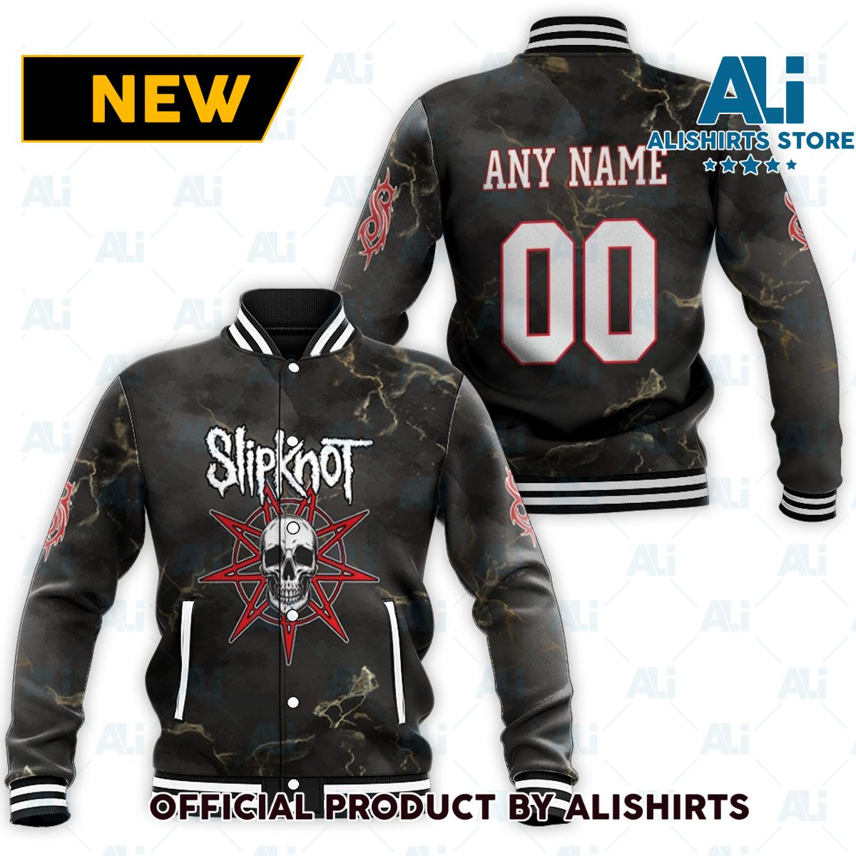 Slipknot Band Logo Skull Black Gradient Custom Varsity jacket