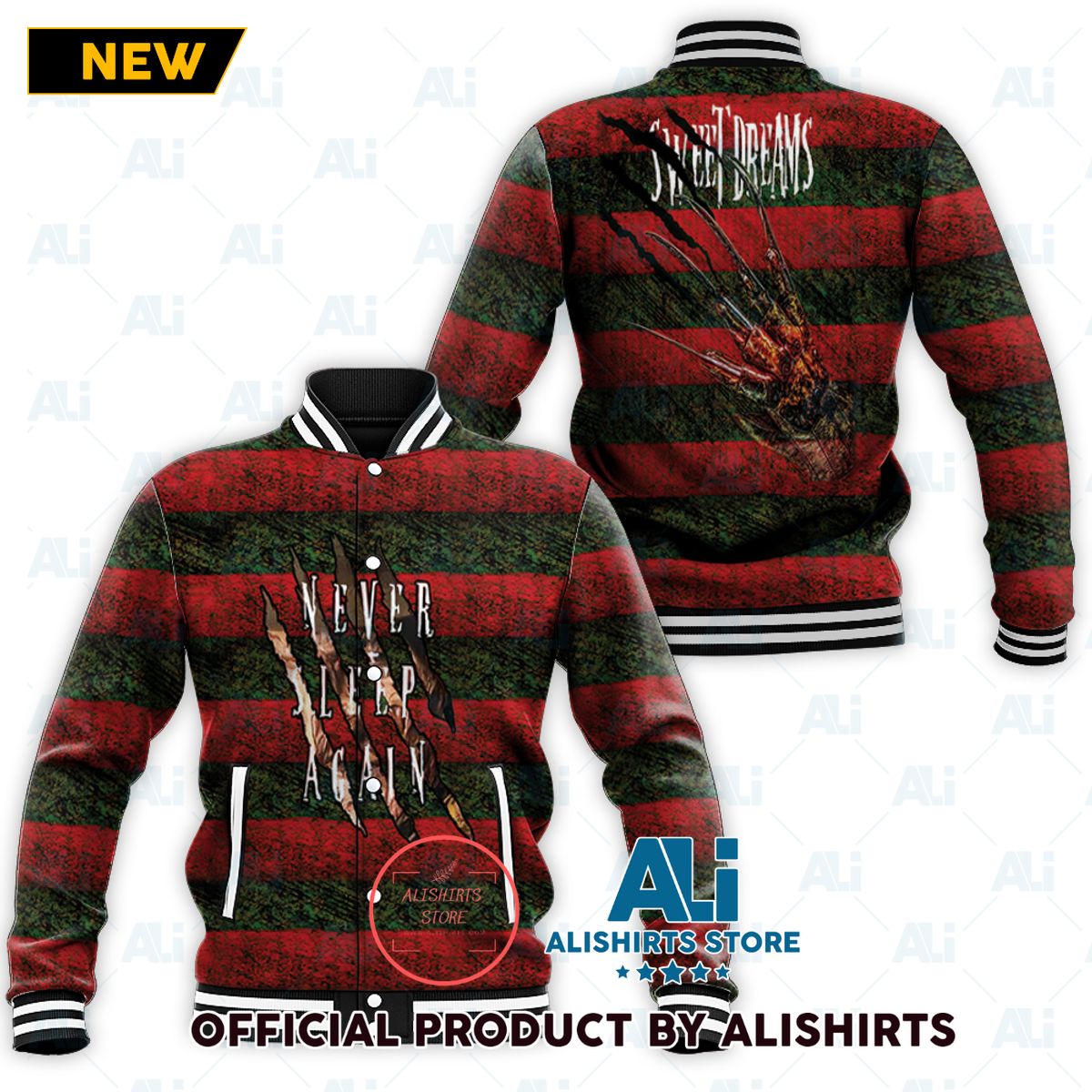 Freddy Krueger Never Sleep Again Sweet Dream Horror Varsity jacket