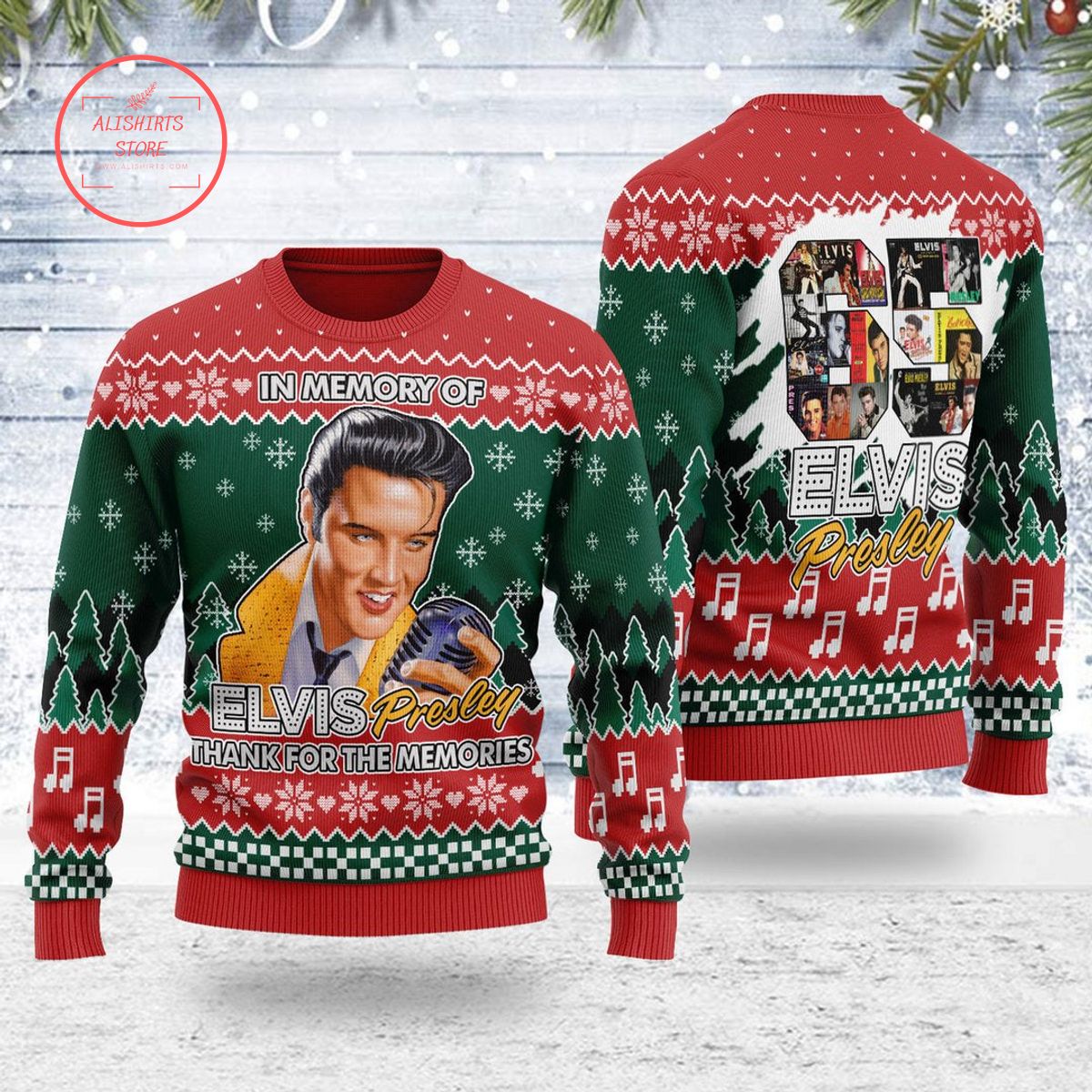 In memory of Elvis Presley Christmas Ugly Sweater