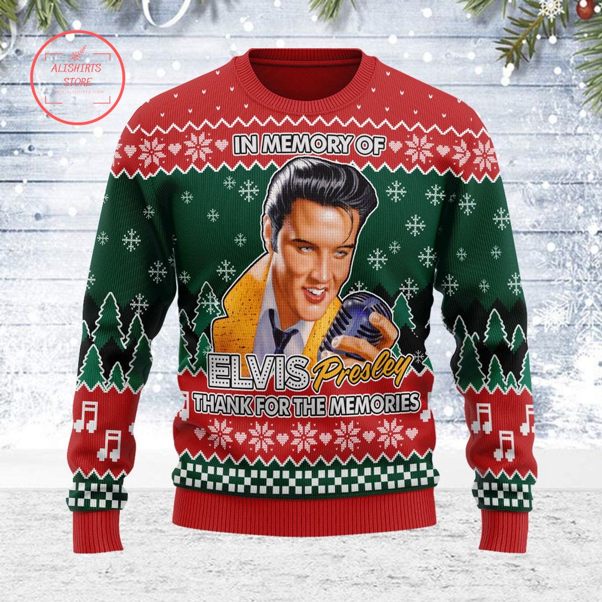 In memory of Elvis Presley Christmas Ugly Sweater