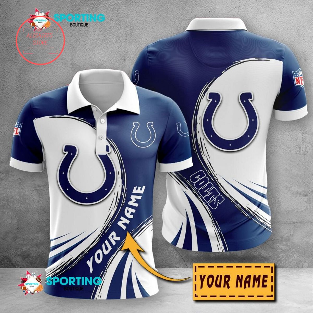 Indianapolis Colts Custom Name Polo Shirt
