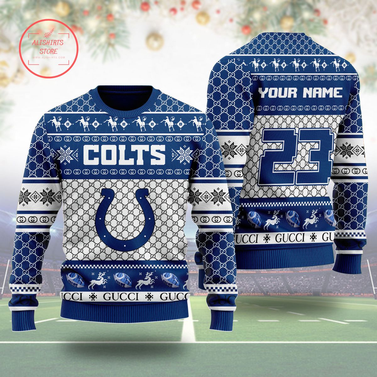 Indianapolis Colts Gucci Ugly Christmas Sweater