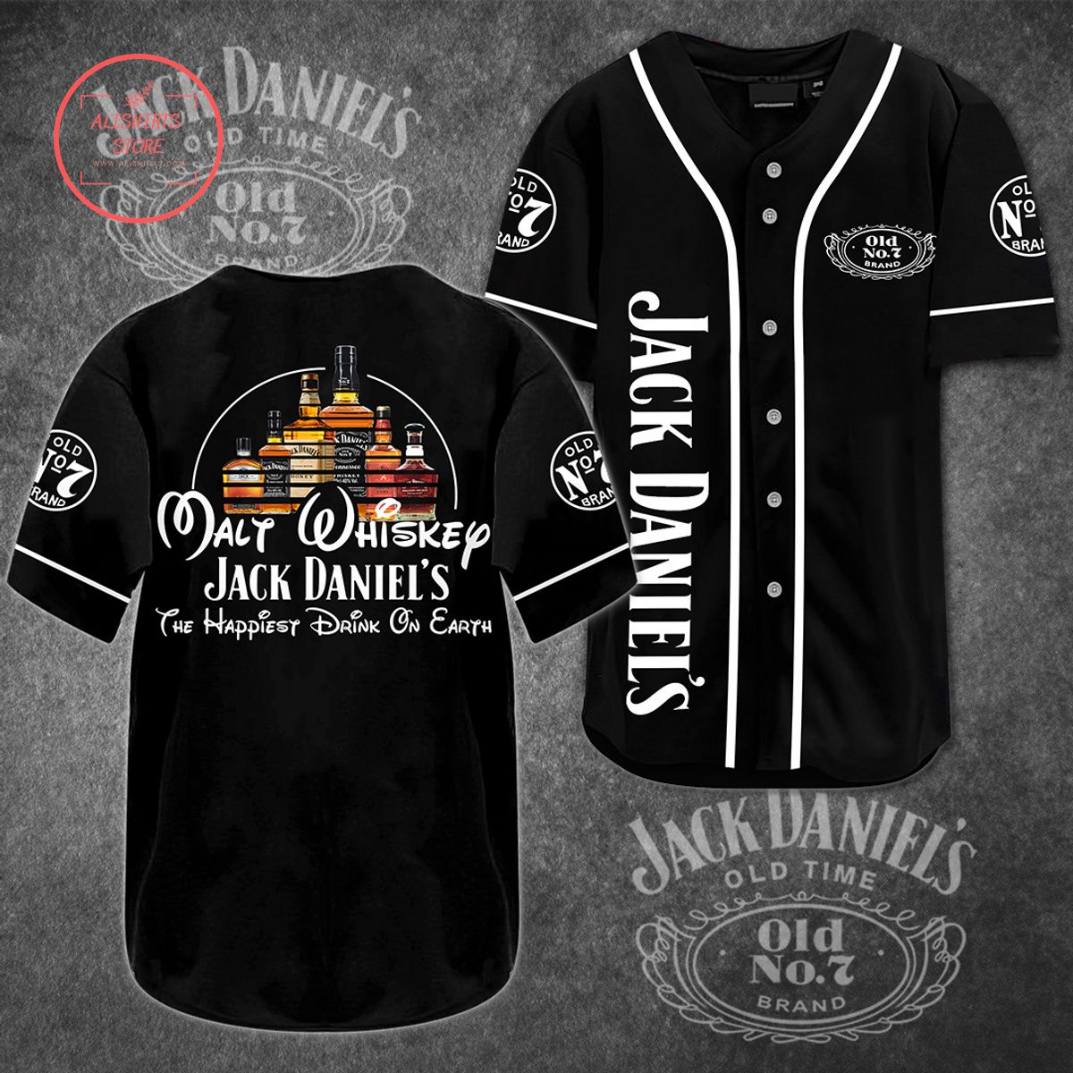 Jack Daniels Malt Whiskey Baseball Jersey