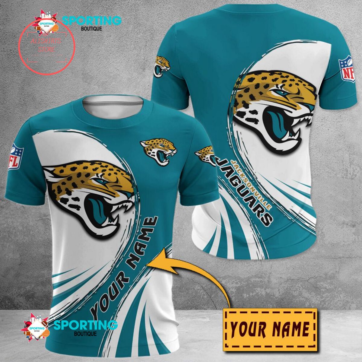 Jacksonville Jaguars Custom Name Polo Shirt