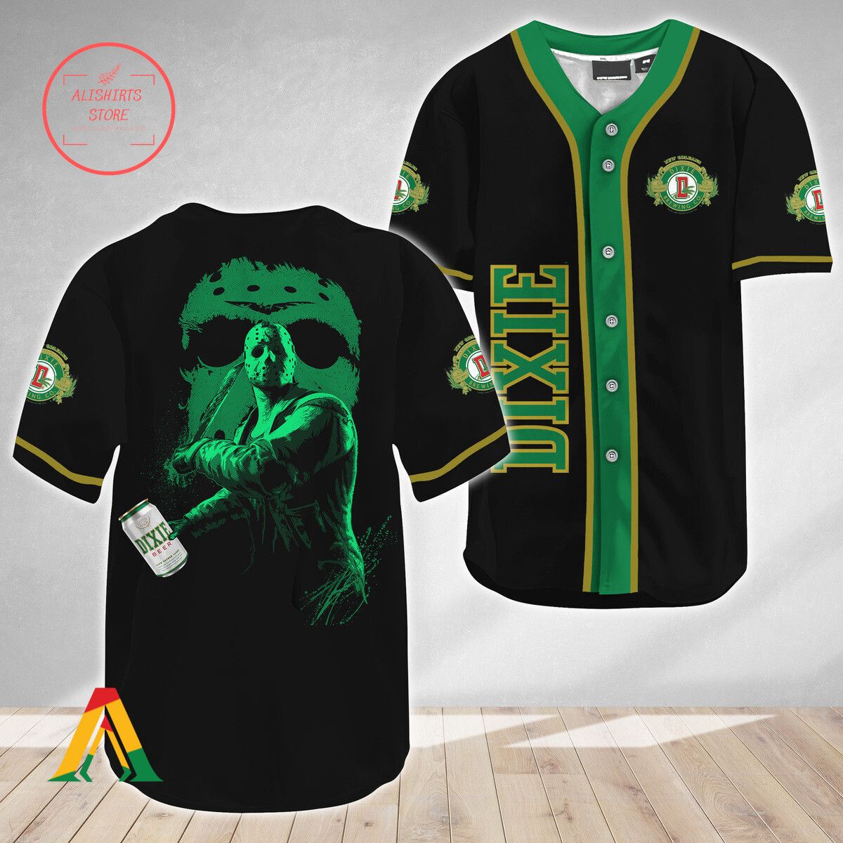 Jason Voorhees Friday The 13th Dixie Beer Baseball Jersey