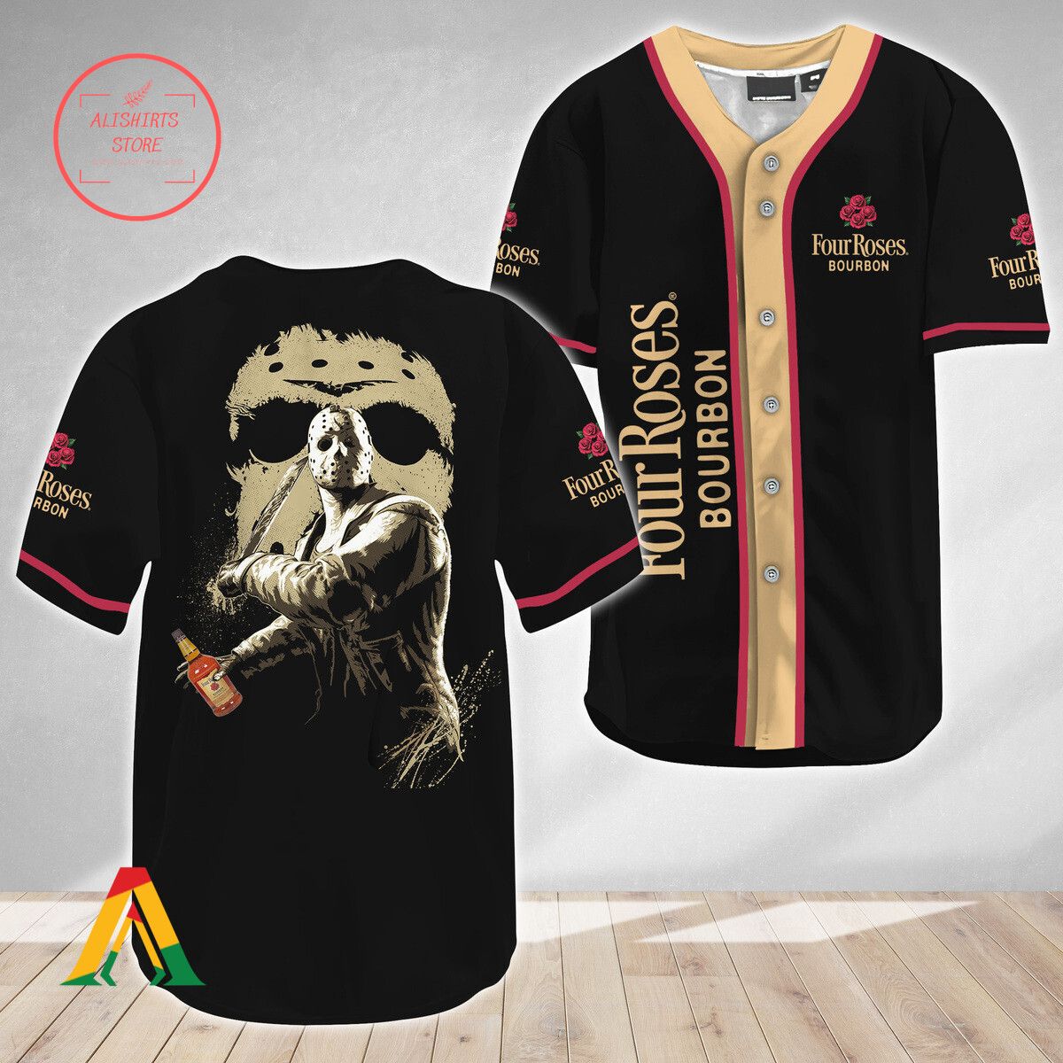 Jason Voorhees Friday The 13th Four Roses Bourbon Baseball Jersey