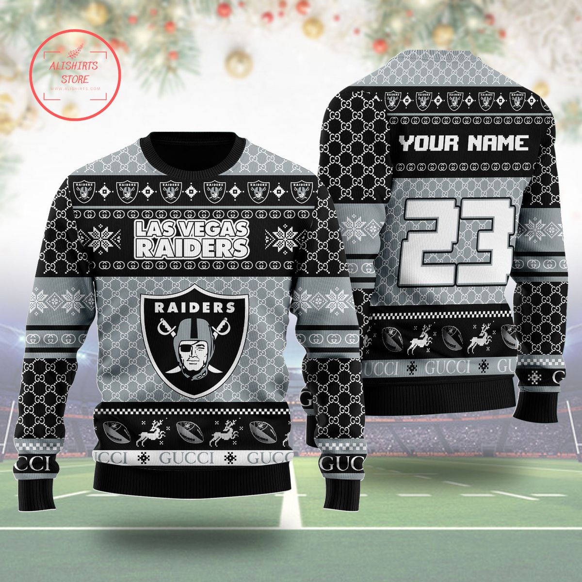 Las Vegas Raiders Gucci Ugly Christmas Sweater