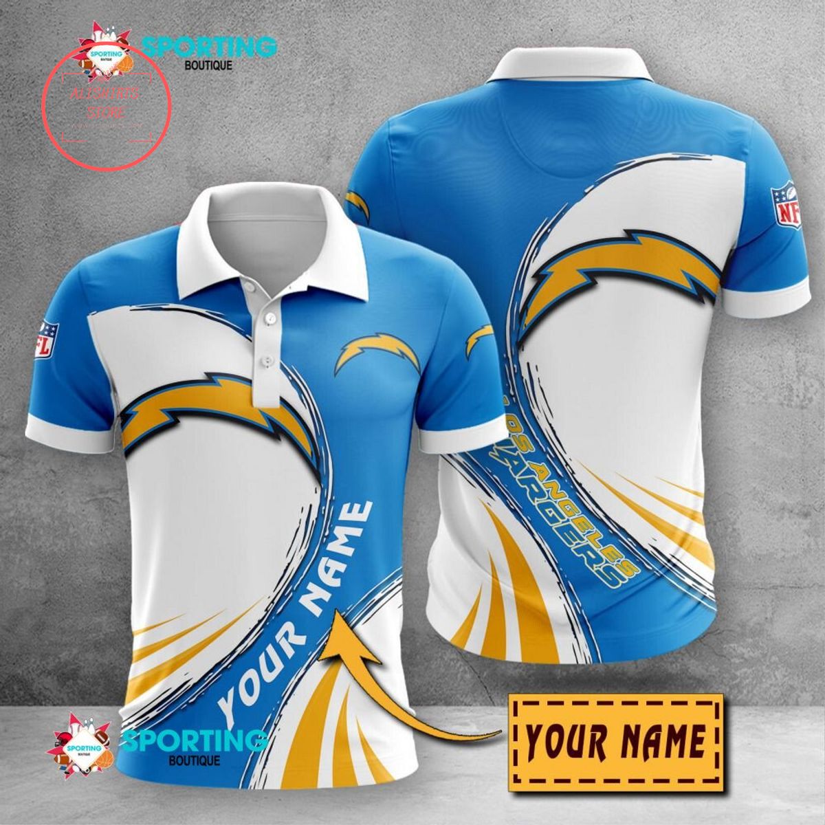 Los Angeles Chargers Custom Name Polo Shirt