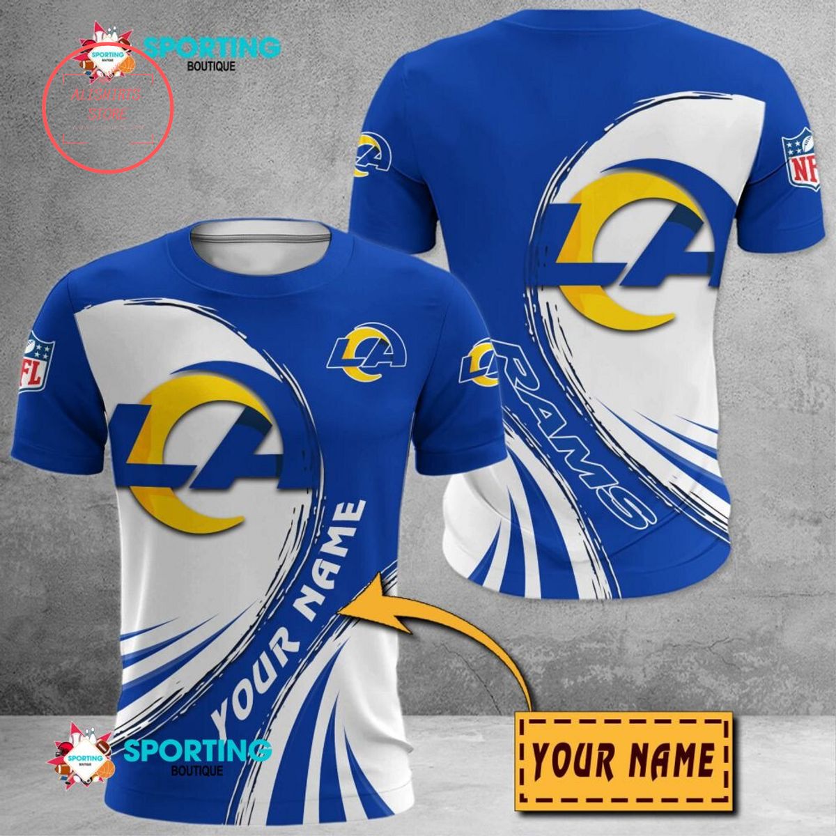 Los Angeles Rams Custom Name Polo Shirt