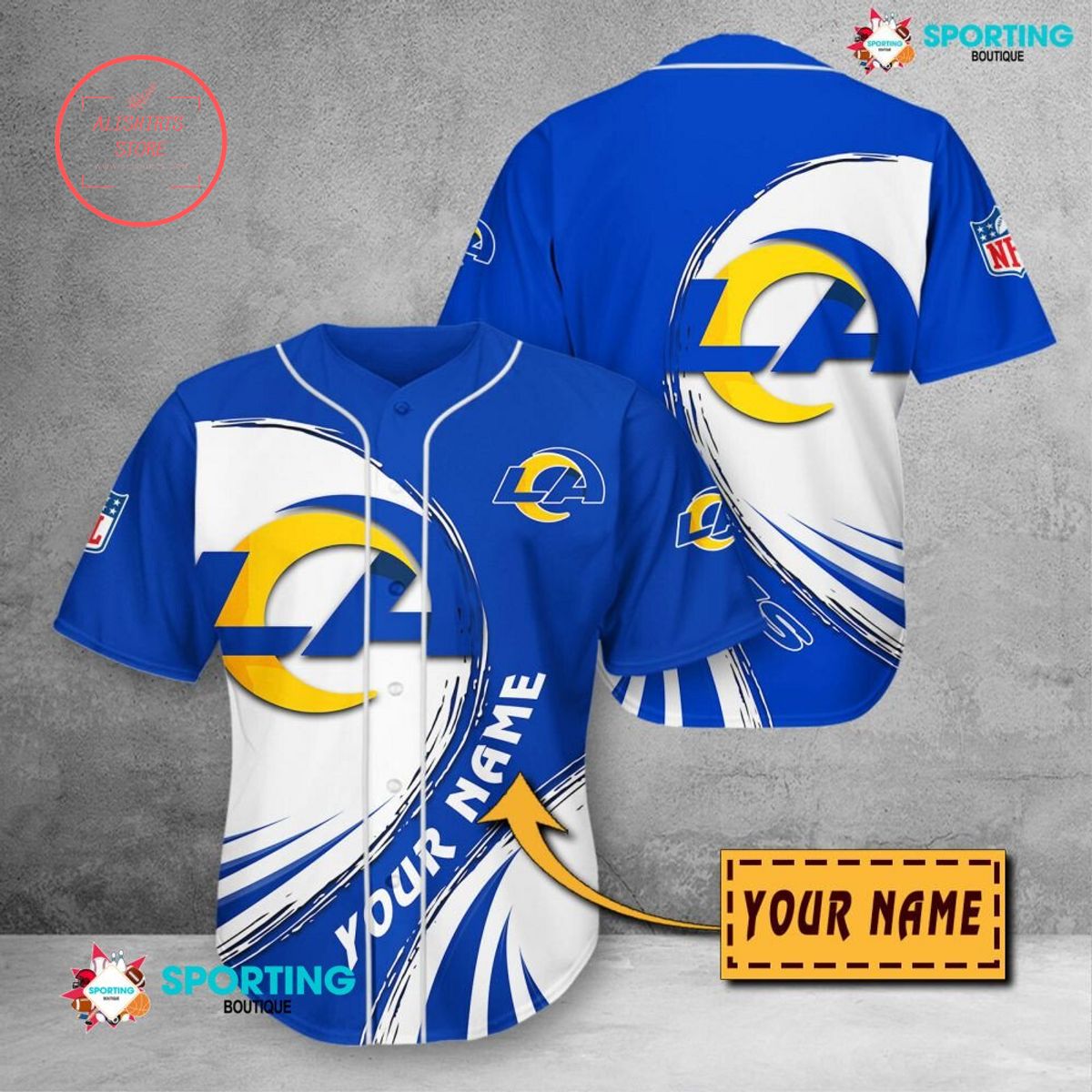 Los Angeles Rams NFL Personalized Baseball Jersey