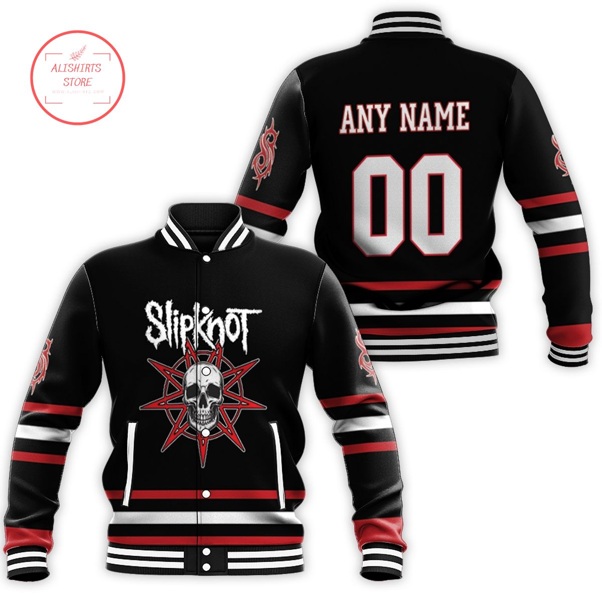 Slipknot Band Logo Black Gradient Custom Name Slipknot varsity jacket