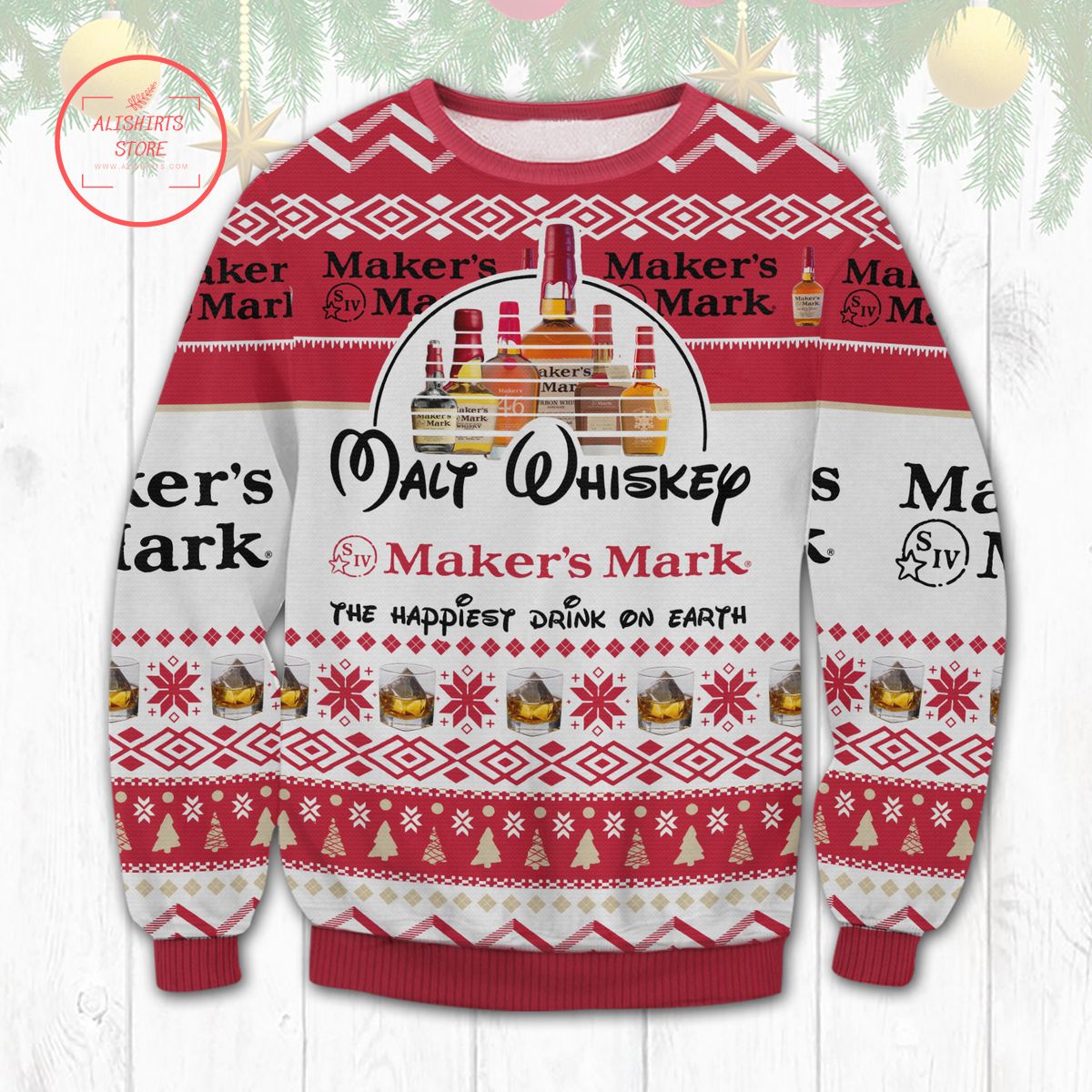 Maker’s Mark Happiest Drink Ugly Christmas Sweater