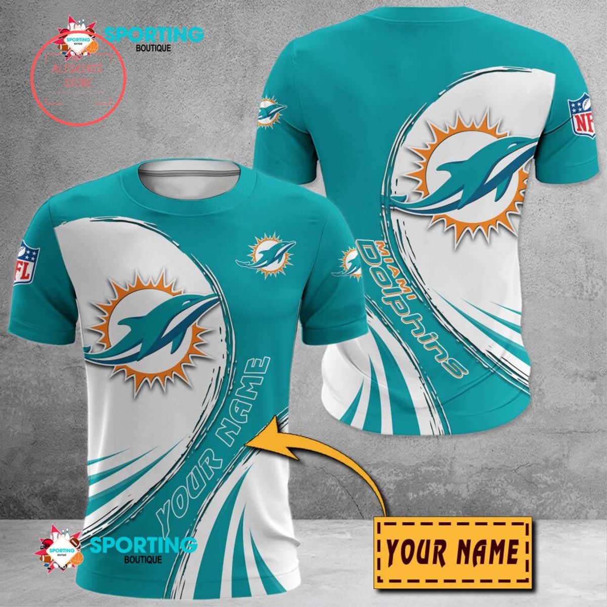 Miami Dolphins Custom Name Polo Shirt