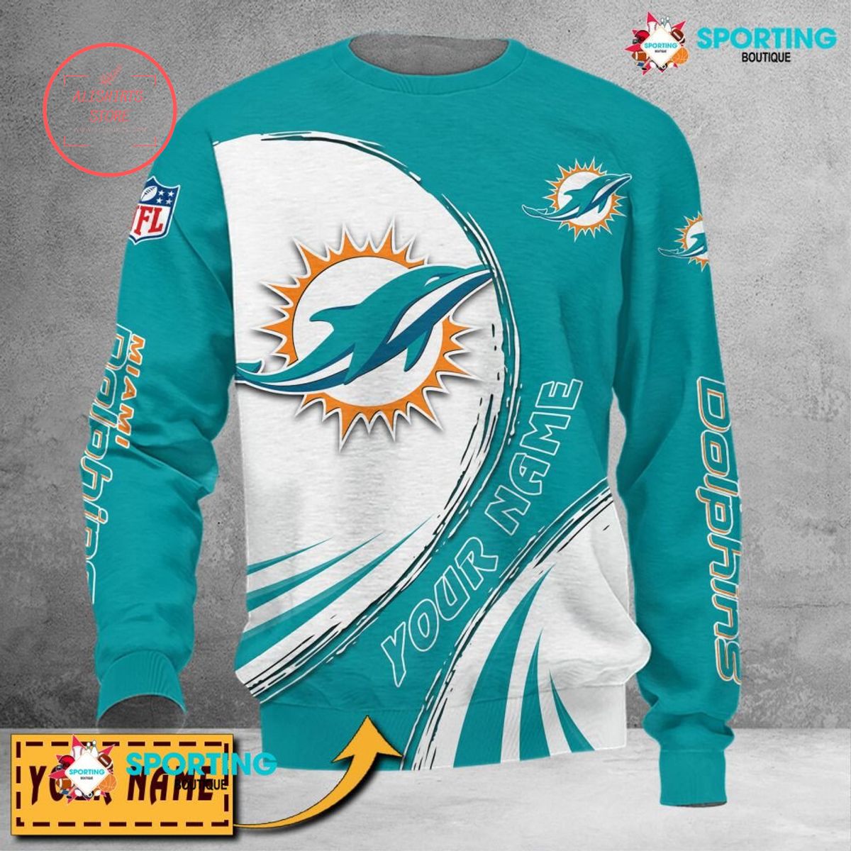 Miami Dolphins Custom name sweater