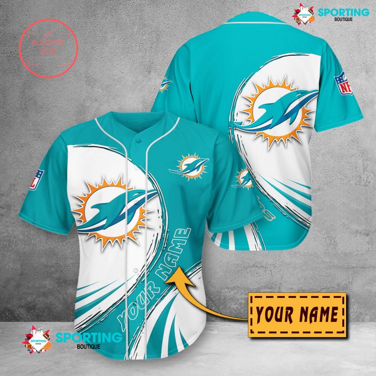 Miami Dolphins NFL Personalized Baseball Jersey