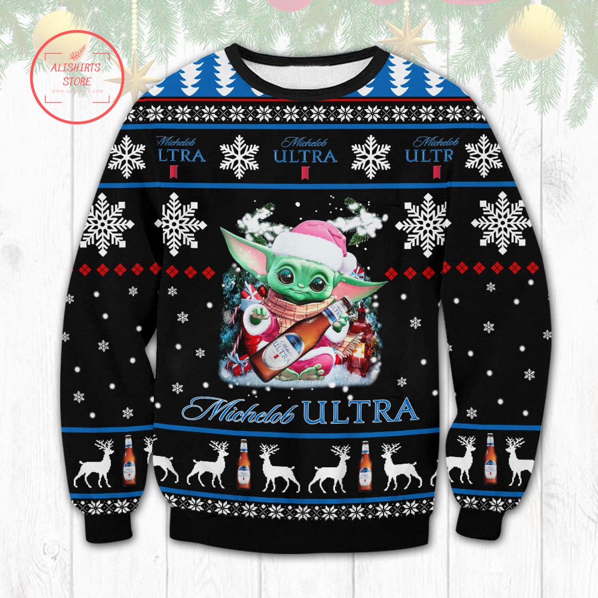 Michelob Ultra Yoda Ugly Christmas Sweater