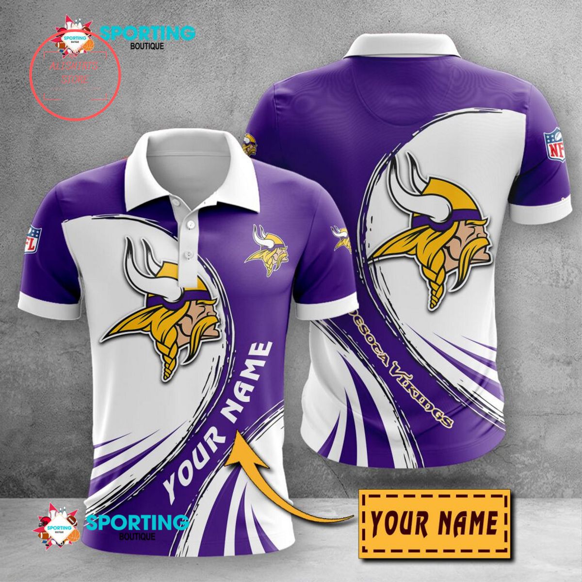 Minnesota Vikings Custom Name Polo Shirt