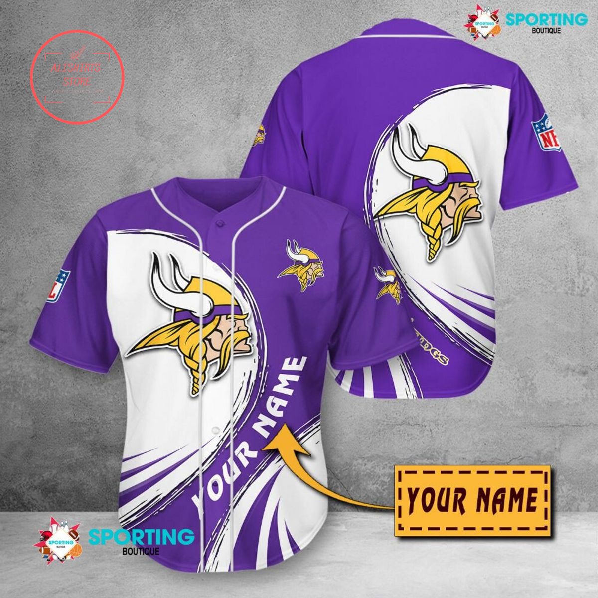 Minnesota Vikings NFL Personalized Baseball Jersey