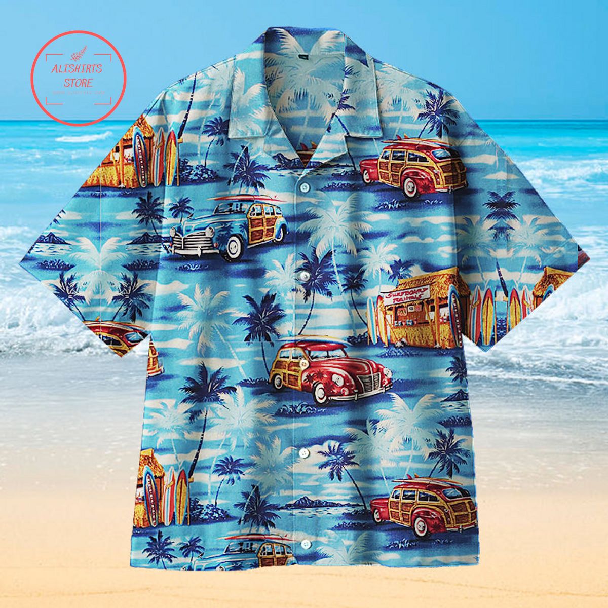 My Classic Car Takes Me To The beach Hawaiian Shirt