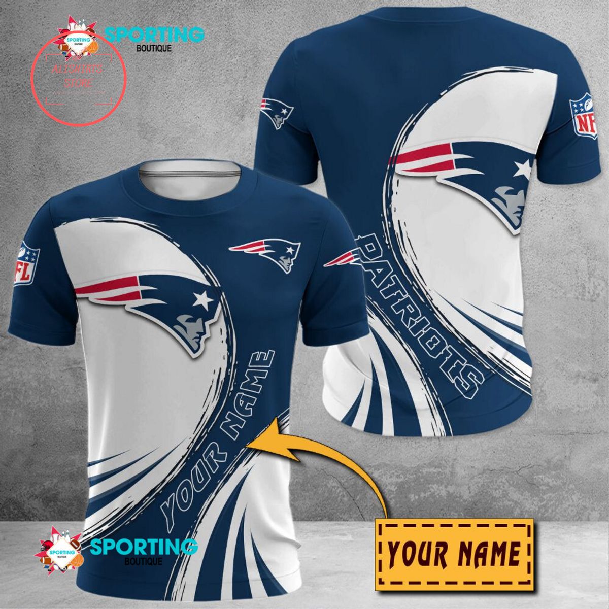 New England Patriots Custom Name Polo Shirt