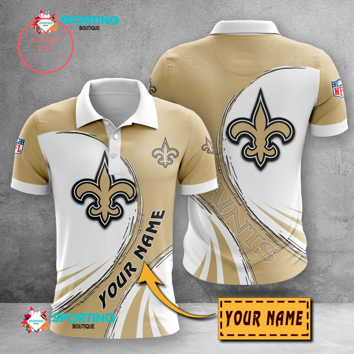 New Orleans Saints Custom Name Polo Shirt