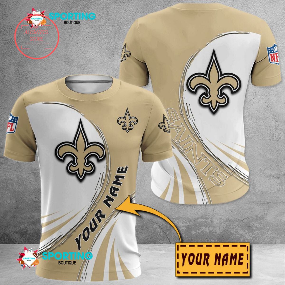 New Orleans Saints Custom Name Polo Shirt