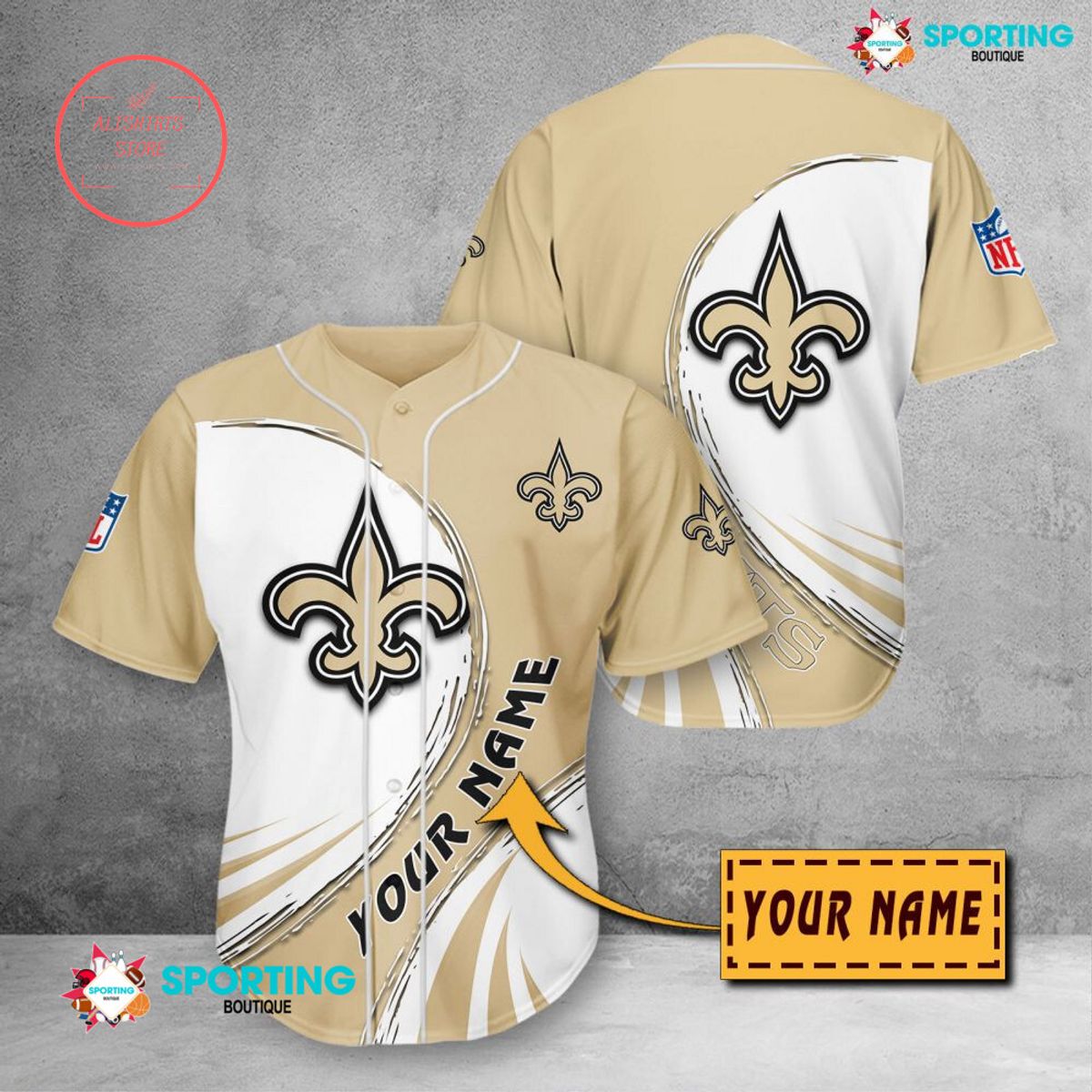 New Orleans Saints NFL Personalized Baseball Jersey