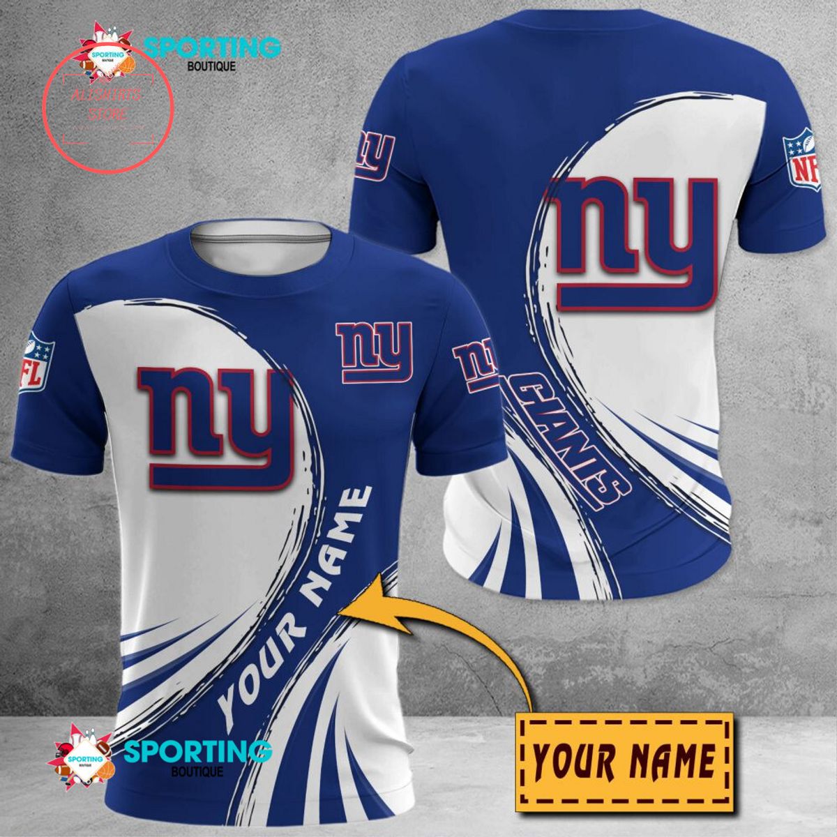 New York Giants Custom Name Polo Shirt