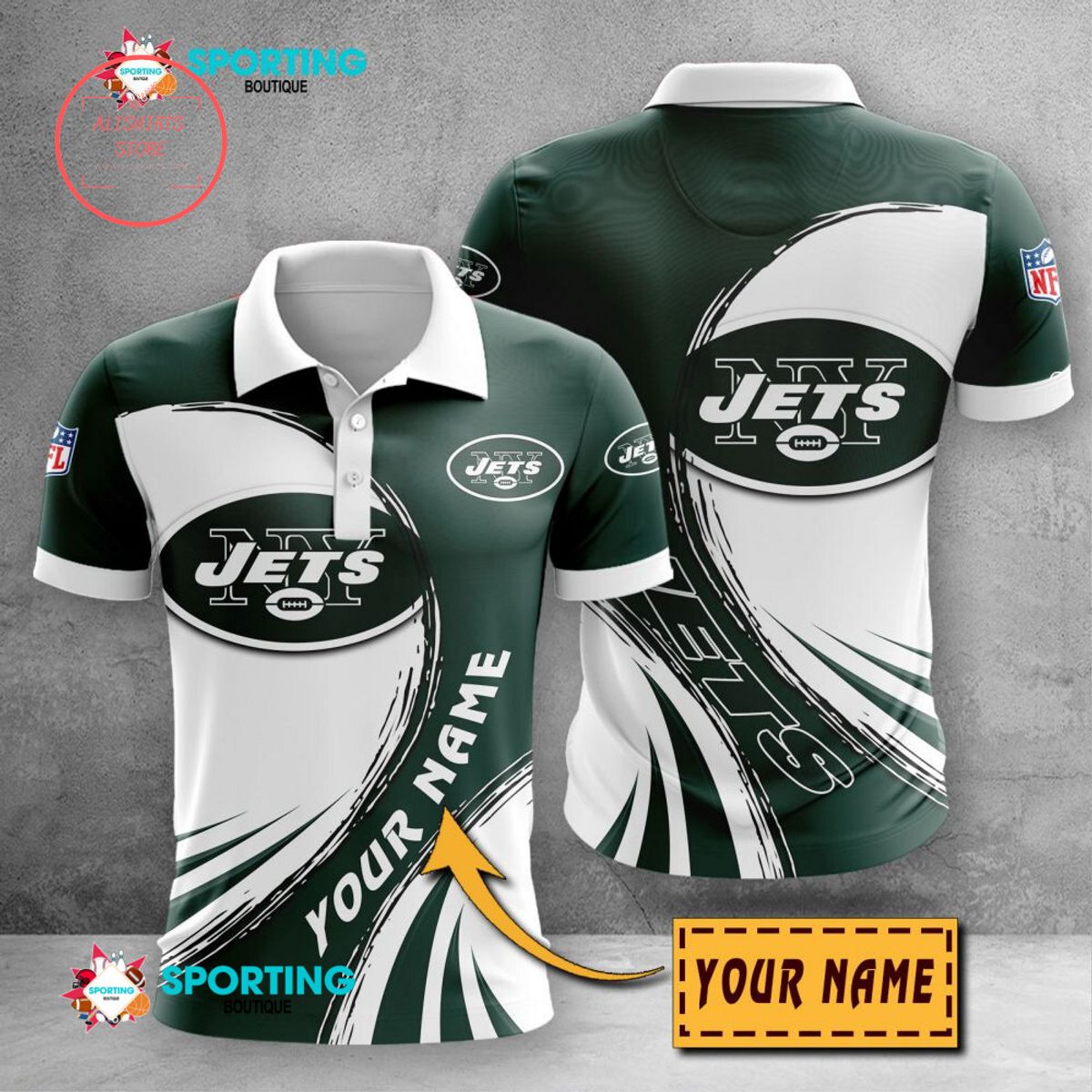 New York Jets Custom Name Polo Shirt