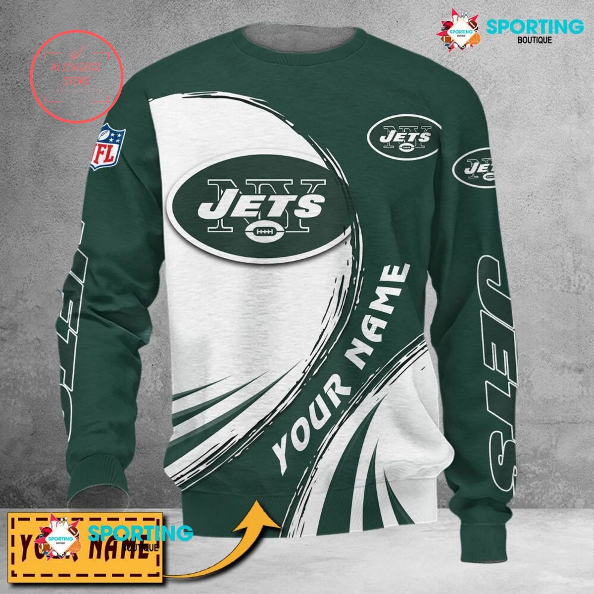 New York Jets Custom name sweater