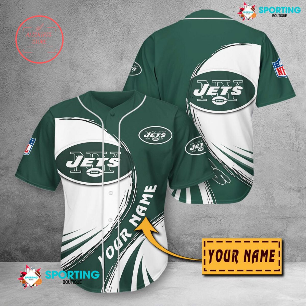 New York Jets NFL Personalized Baseball Jersey